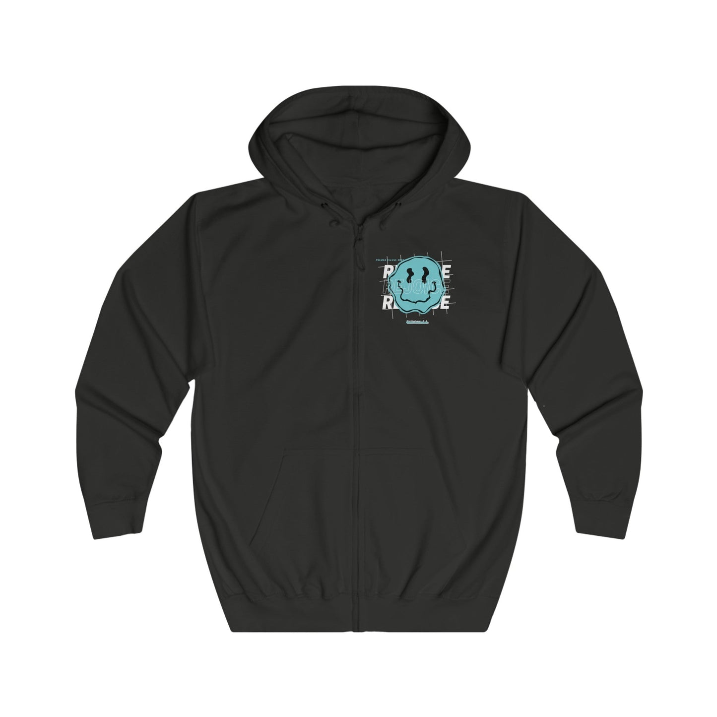 Blue "REJOICE" Unisex Full Zip Hoodie - PSALMS34Clothing