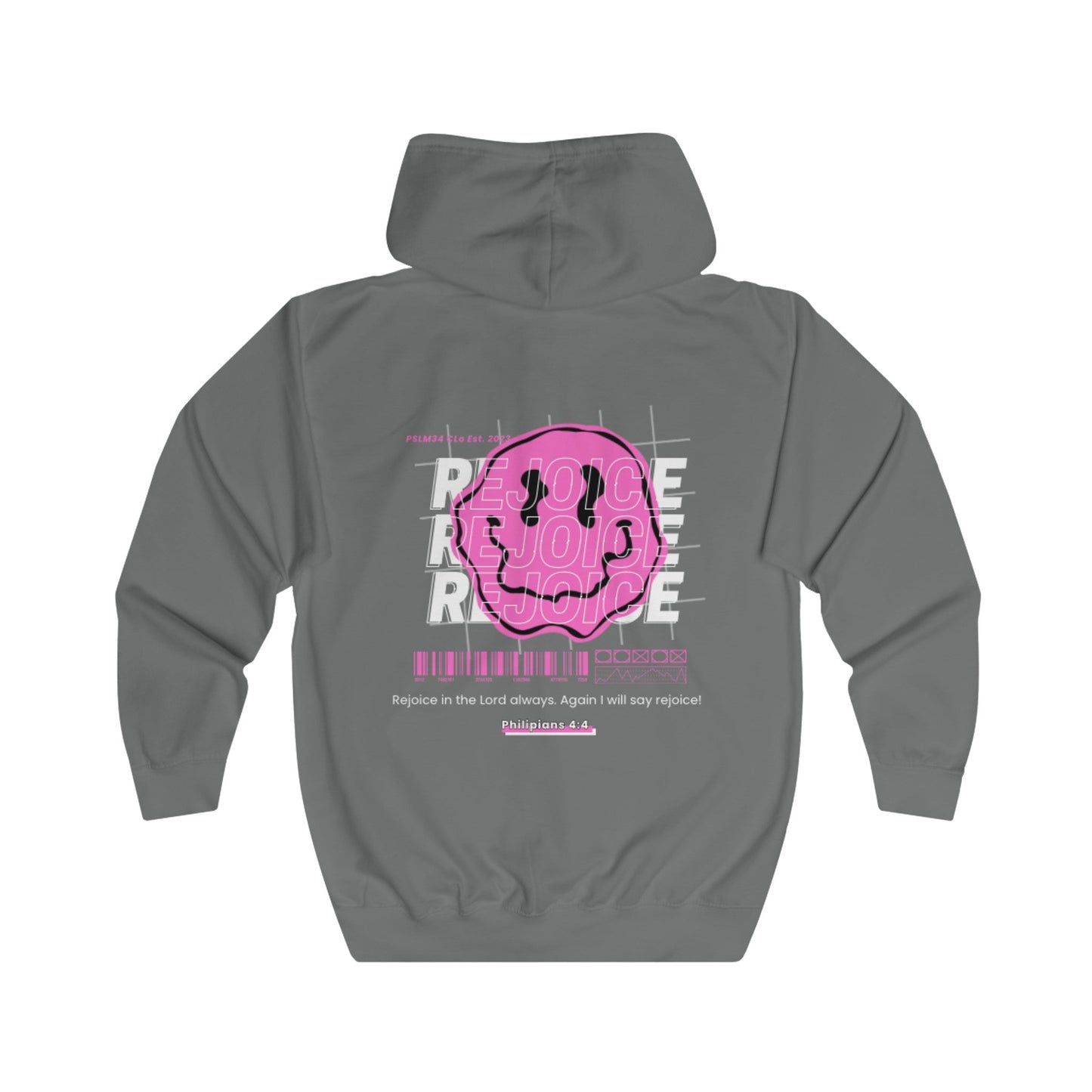 Pink "REJOICE" Unisex Full Zip Hoodie - PSALMS34Clothing