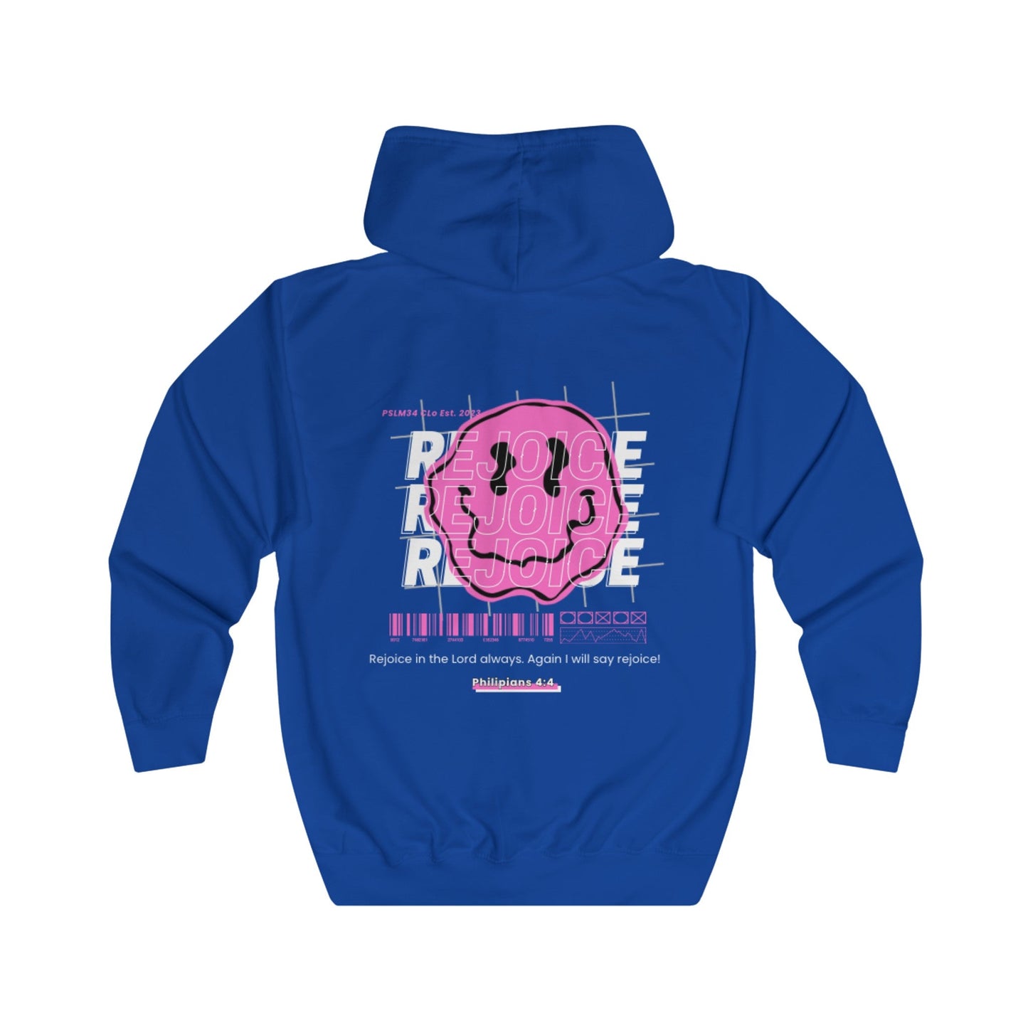 Pink "REJOICE" Unisex Full Zip Hoodie - PSALMS34Clothing