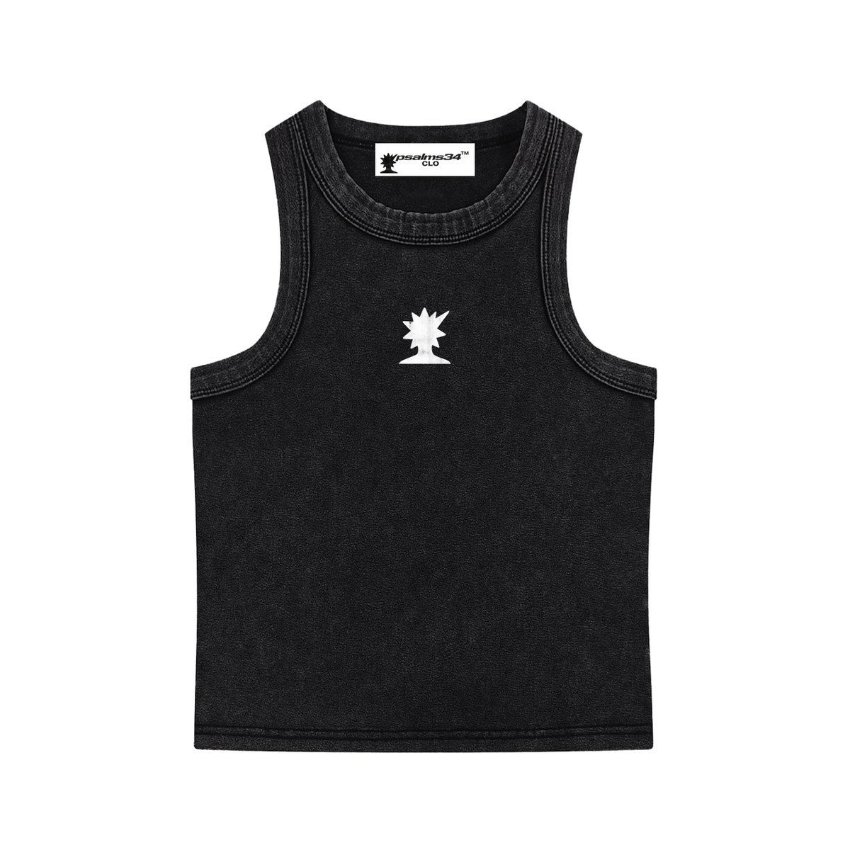 Women's P34 Black Washed Vest Top