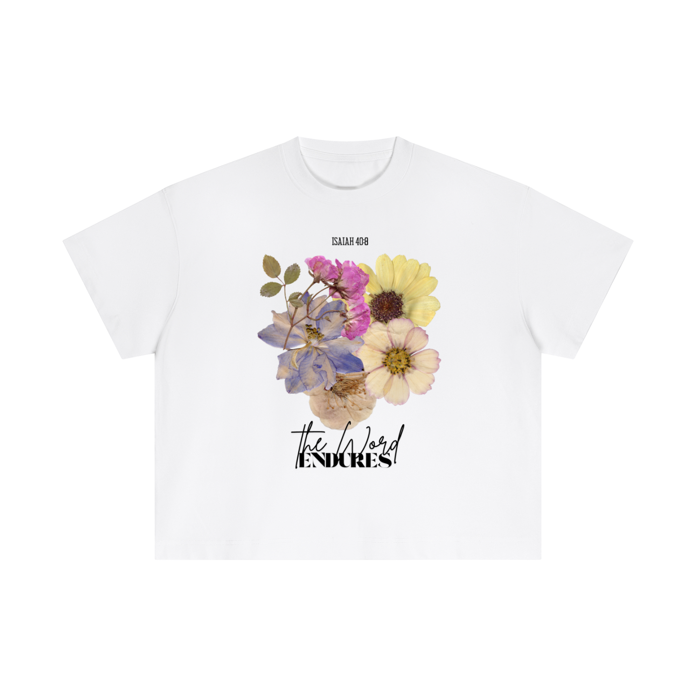 Women's "ENDURES" White Boxy Tee
