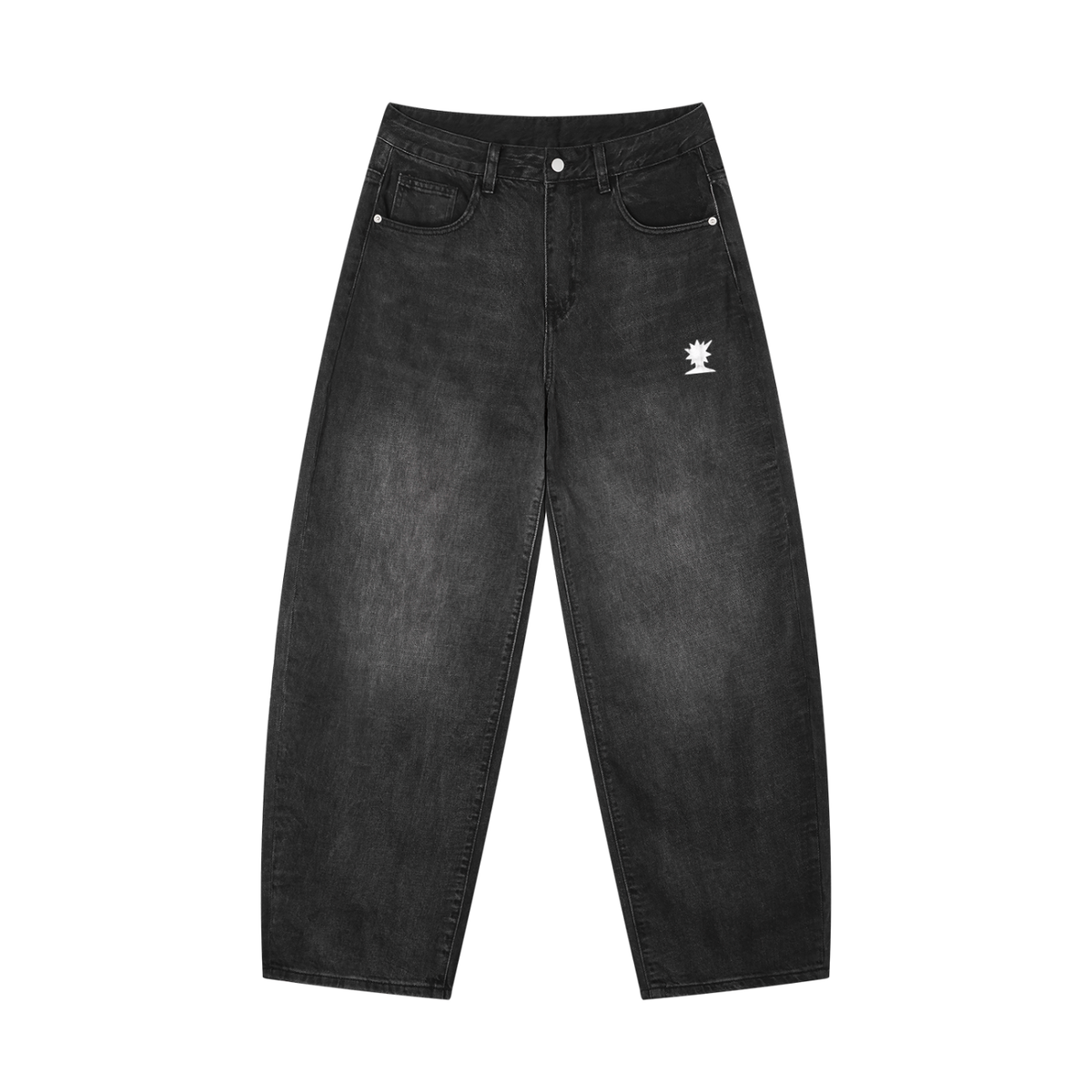 Unisex Vintage Wash Barrel Leg Jeans