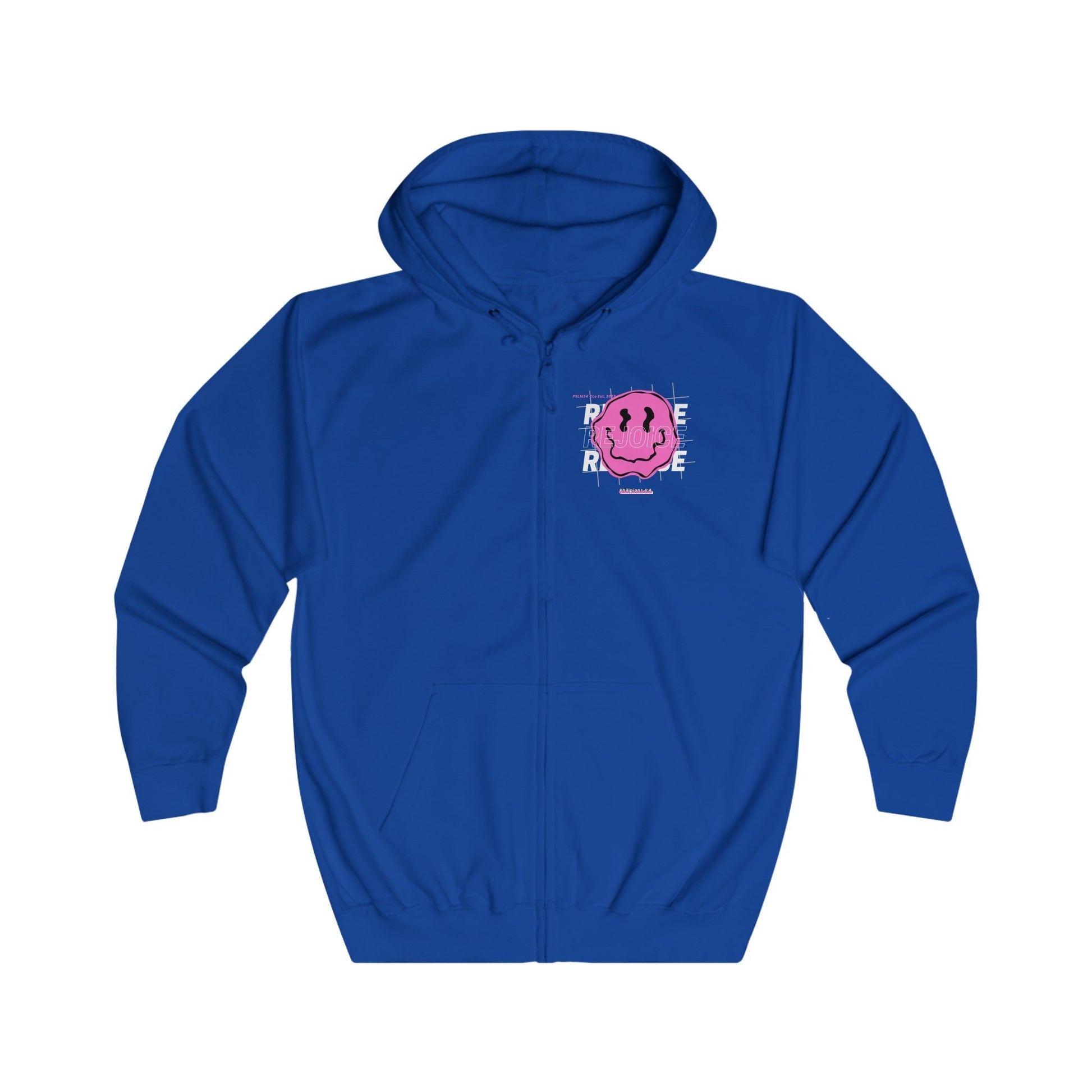 Pink "REJOICE" Unisex Full Zip Hoodie - PSALMS34Clothing