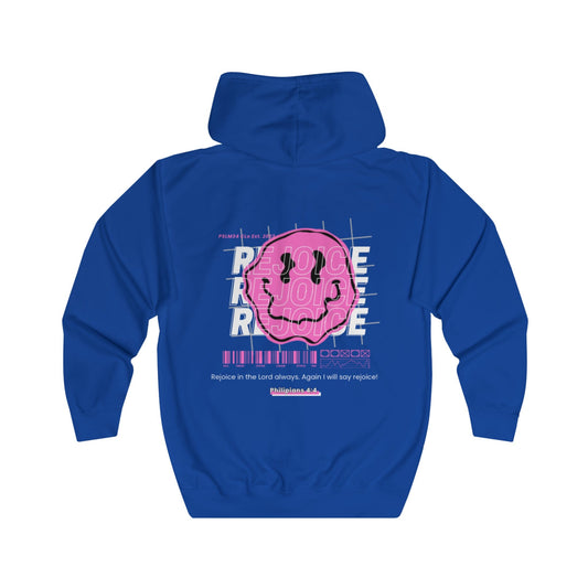 Pink "REJOICE" Unisex Full Zip Hoodie - PSALMS34Clothing