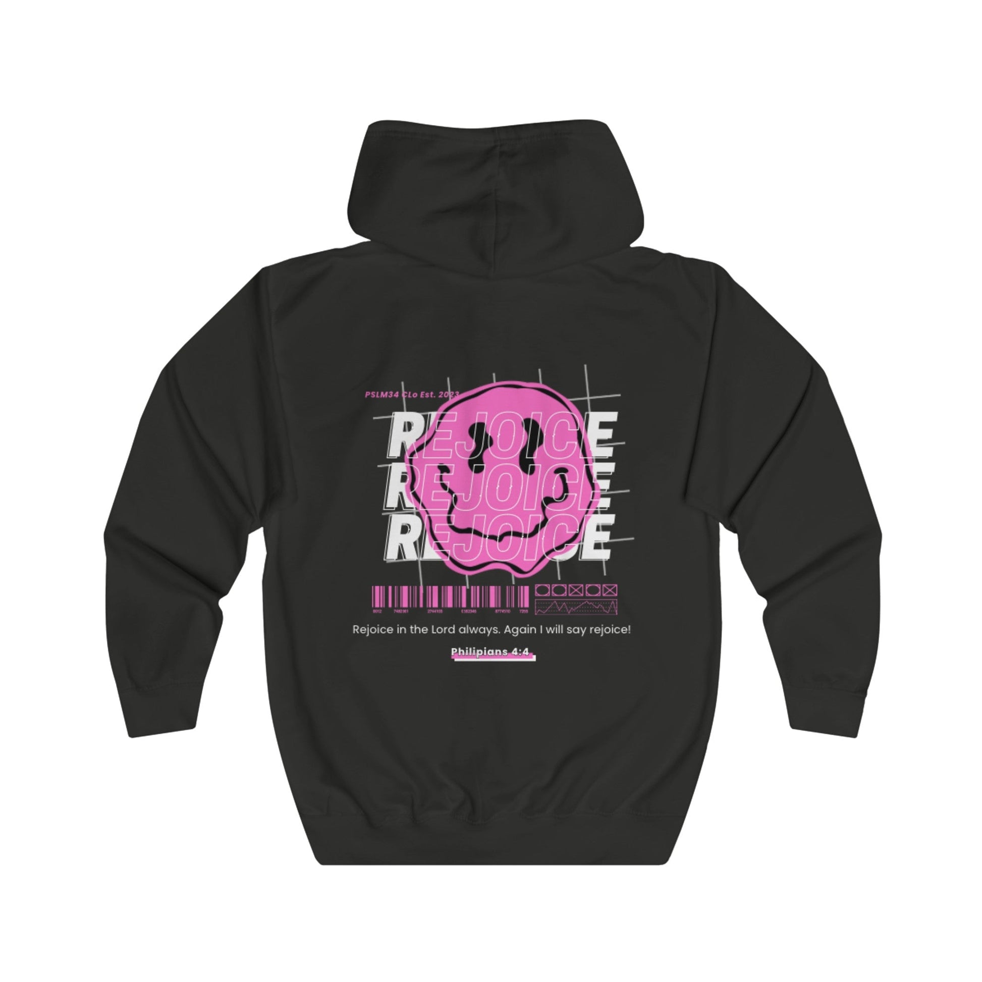 Pink "REJOICE" Unisex Full Zip Hoodie - PSALMS34Clothing